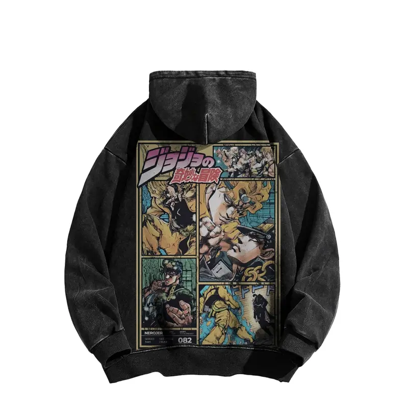 JoJo's Bizarre Adventure Vintage Unisex Washed Hoodie