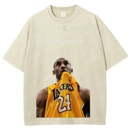 KOBE Vintage Tee Unisex-Adult Oversized Washed Cotton T-Shirt 