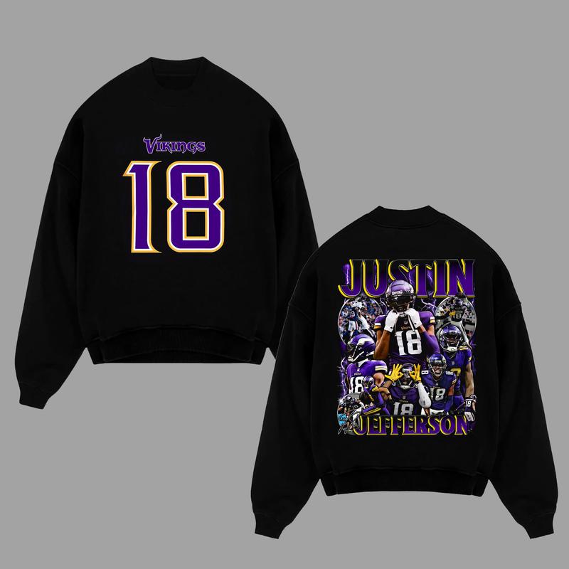 Justin Jefferson | Casual Washed Tee & Hoodie & Sweatshirt