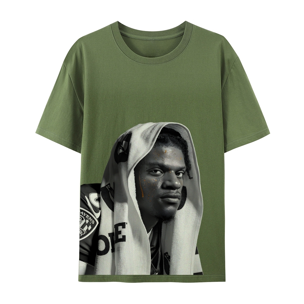 RAVENS Lamar Jackson Vintage Style Unisex-Adult Oversized Washed Cotton T-Shirt 