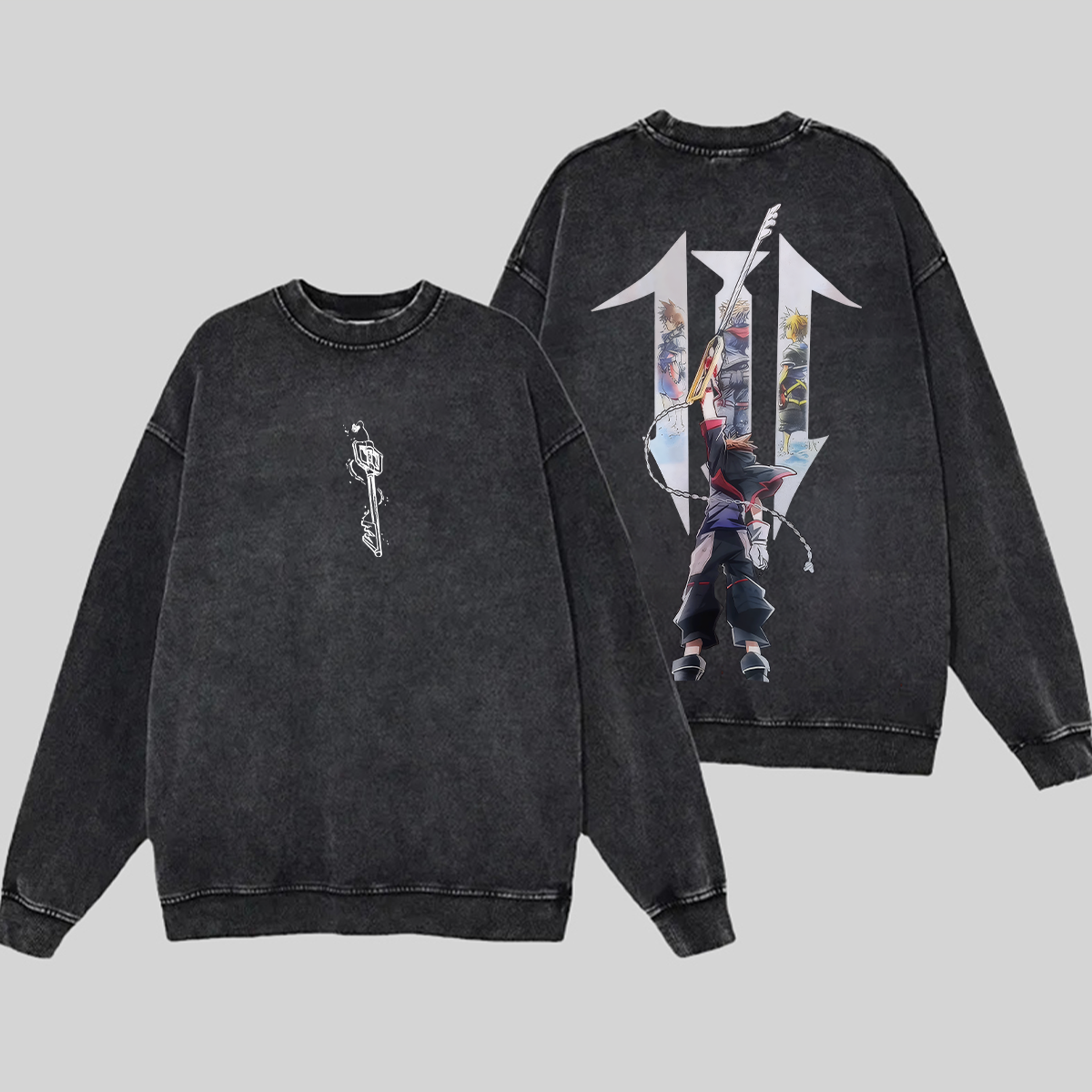 Kingdom Hearts Sora Printed Unisex Washed Sweatshirt