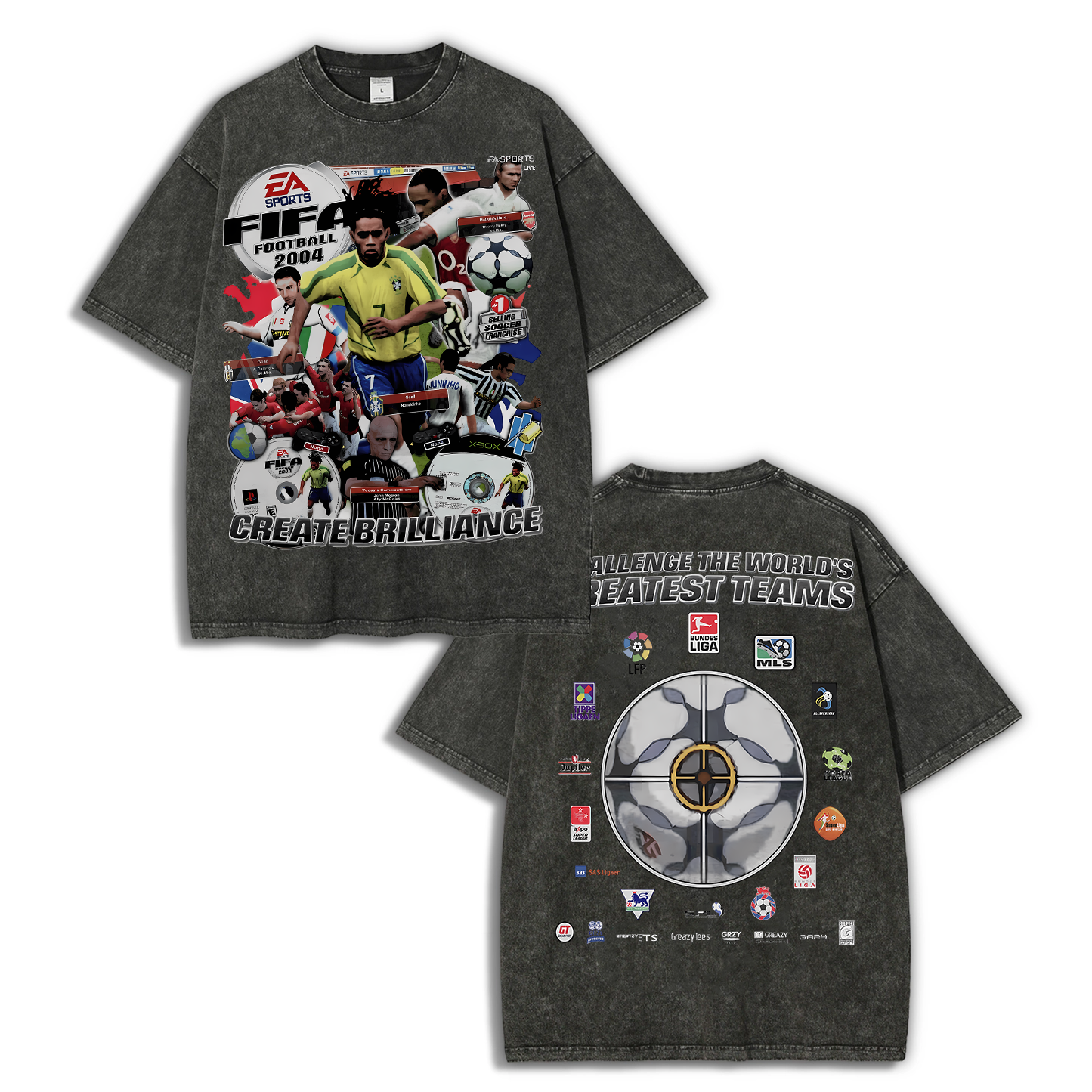 Unisex Fit Washed T-Shirt FIFA 2004 Tee