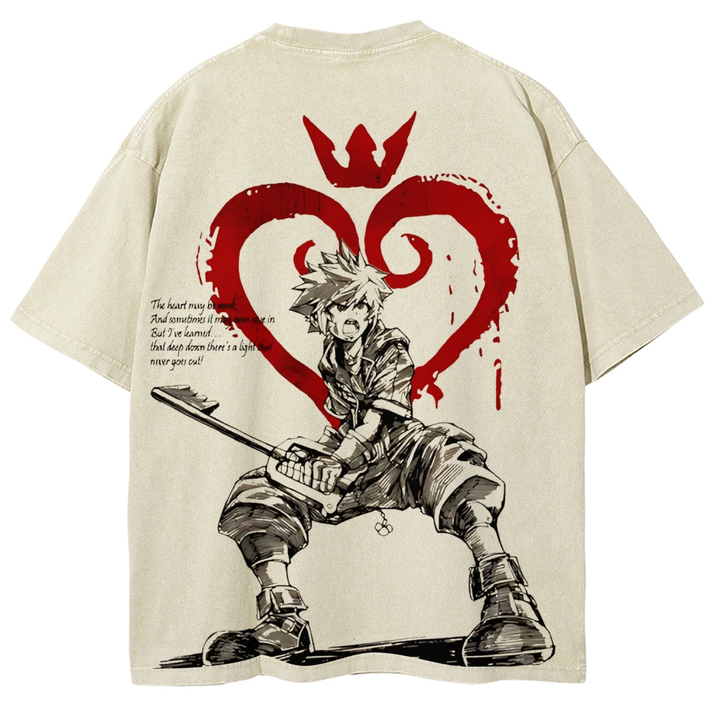 Sora Kingdom Hearts  Printed Unisex Washed T-Shirt 