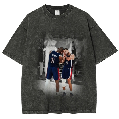 Unisex-Adult Ultra Cotton Washed T-Shirt Graphic USA BASKETBALL 2024 USA TEE