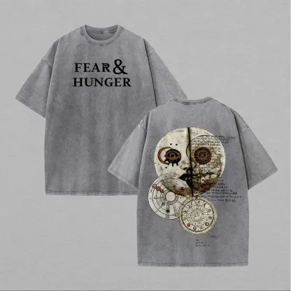 Fear & Hunger Printed Unisex Washed T-Shirt