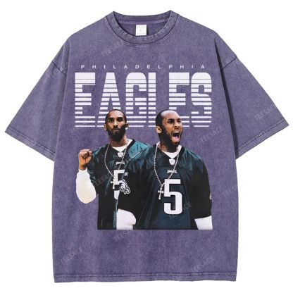 VINTAGE Unisex-Adult TEE | EAGLES KOBE Classic Washed Denim