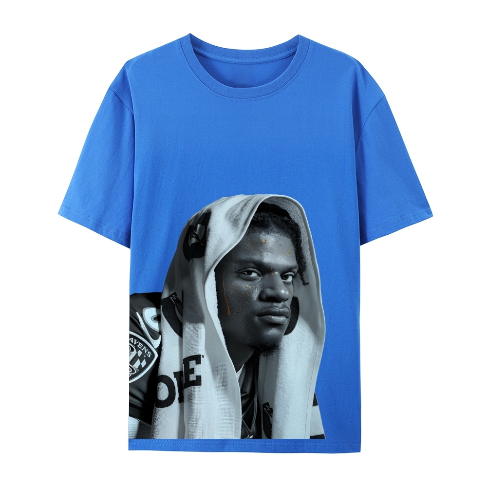 RAVENS Lamar Jackson Vintage Style Unisex-Adult Oversized Washed Cotton T-Shirt 