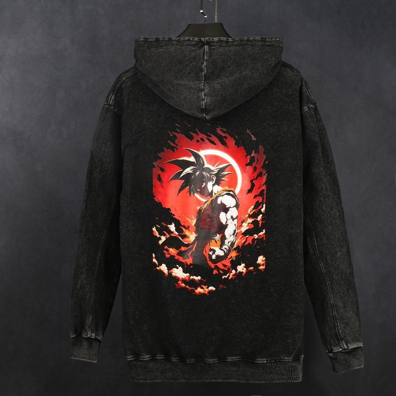 Dragon Ball DBZ Goku Unisex Fall Hoodies Men Streetwear Vintage Washed 80s 90s Graphic Pullover Cotton Anime Funny Sweatshirt Gifts