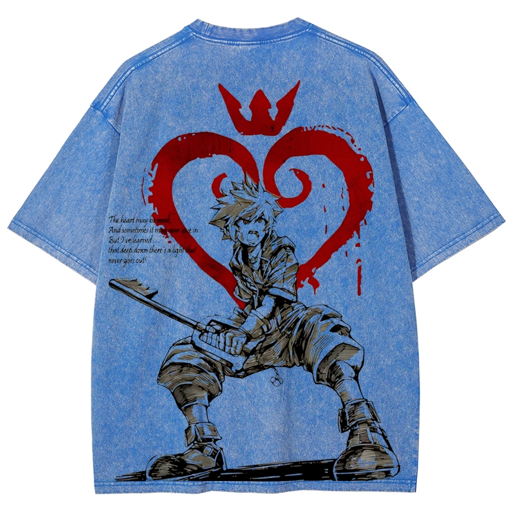 Sora Kingdom Hearts  Printed Unisex Washed T-Shirt 
