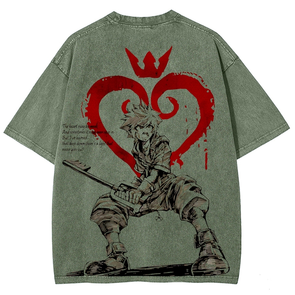 Sora Kingdom Hearts  Printed Unisex Washed T-Shirt 