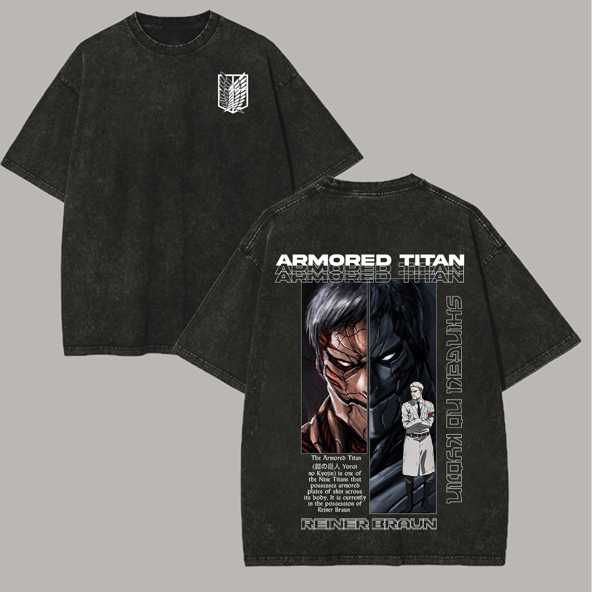 Attack on Titan Reiner Braun Printed Unisex Washed T-Shirt