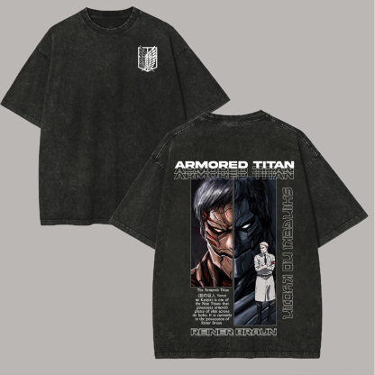 Attack on Titan Reiner Braun Printed Unisex Washed T-Shirt