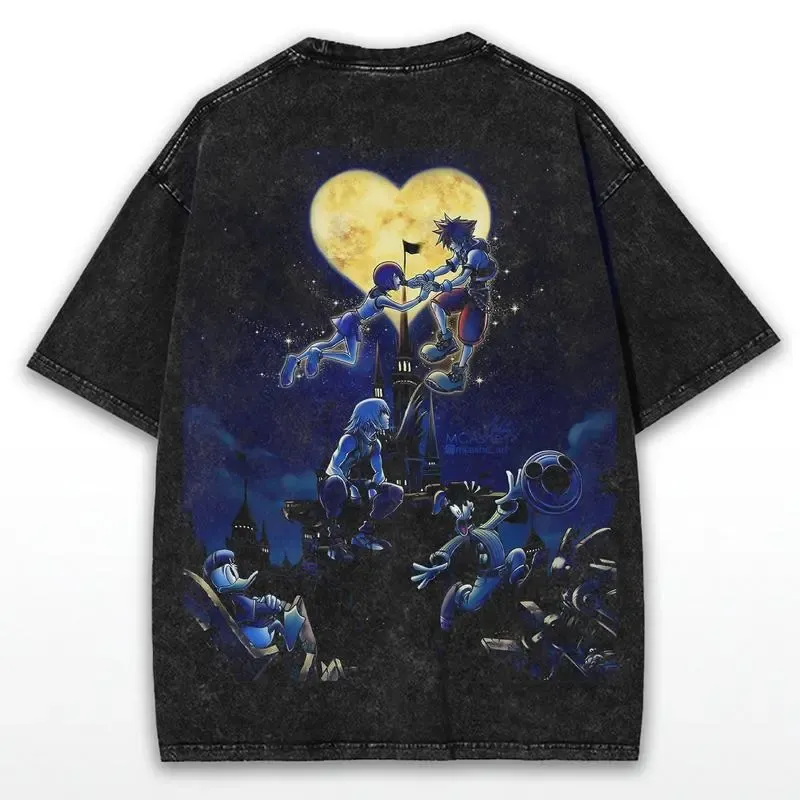 Kingdom Hearts Printed Unisex Washed T-Shirt 