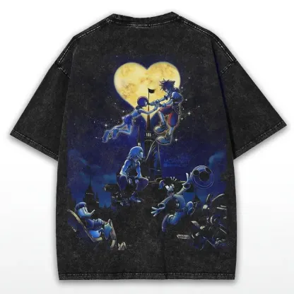 Kingdom Hearts Printed Unisex Washed T-Shirt 