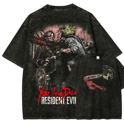 Resident Evil Printed Unisex Washed T-Shirt