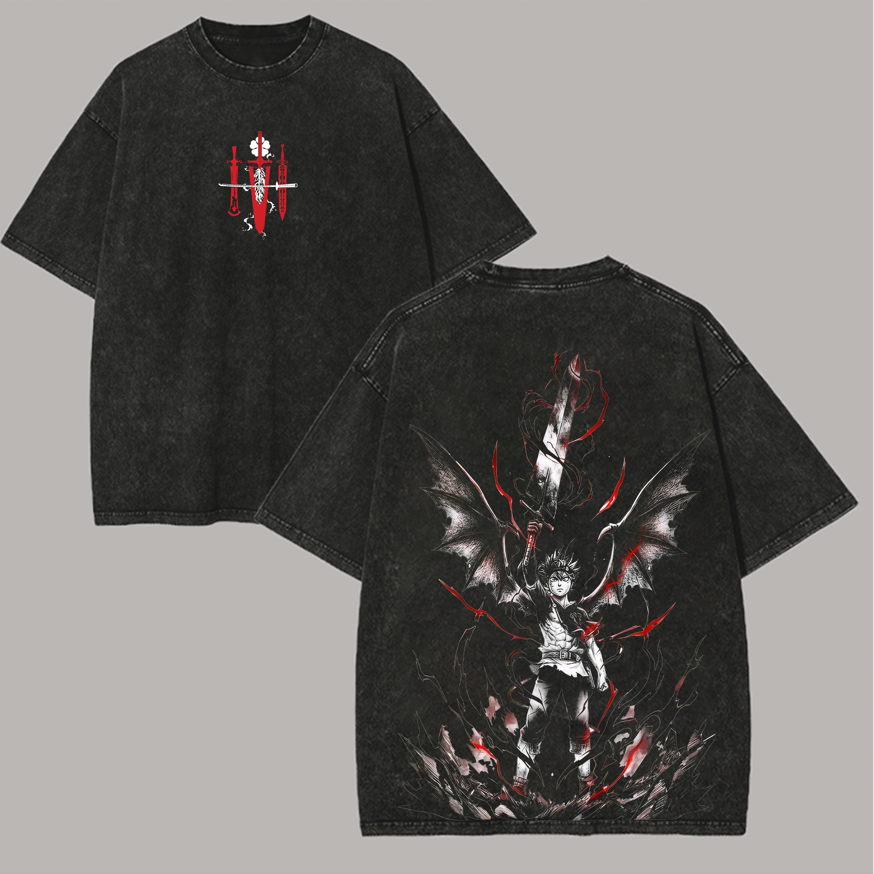 Black Clover Asta Printed Unisex Washed T-Shirt