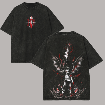 Black Clover Asta Printed Unisex Washed T-Shirt