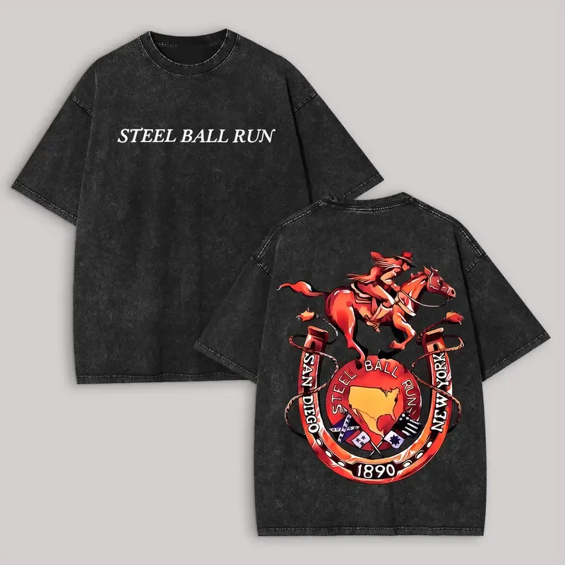 Steel Ball Run Printed Unisex Washed T-Shirt