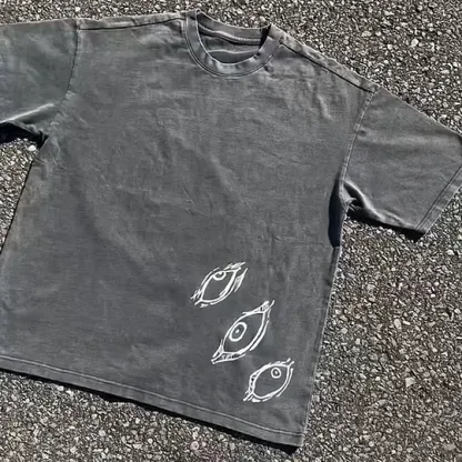 Retro Gojo Satoru Anime Oversize Washed T-Shirt