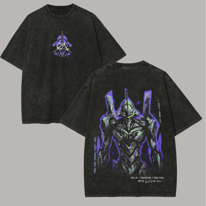 Neon Genesis Evangelion Printed Unisex Washed T-Shirt