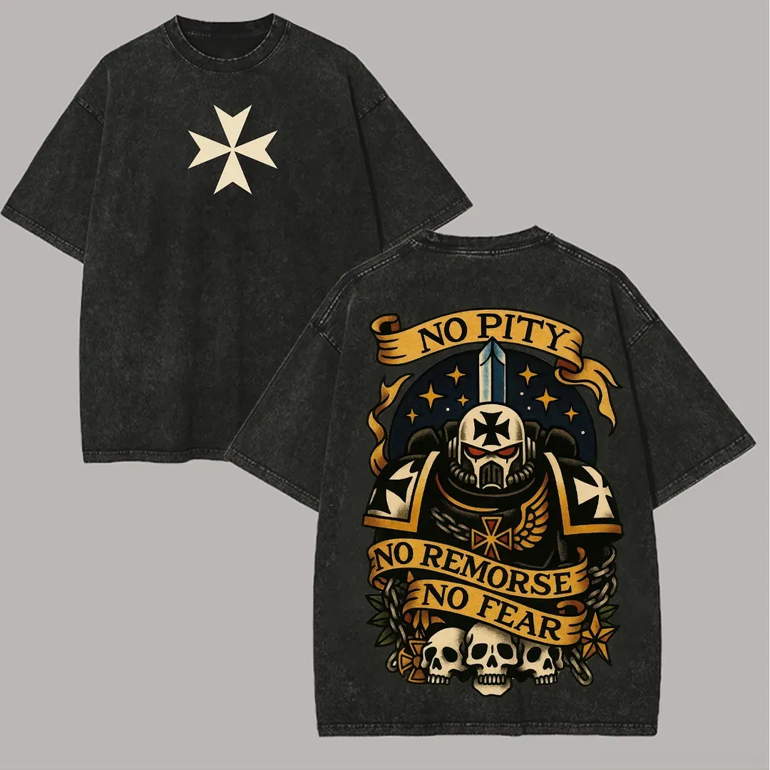 Warhammer 40,000 Black Templars Printed Unisex Washed T-Shirt