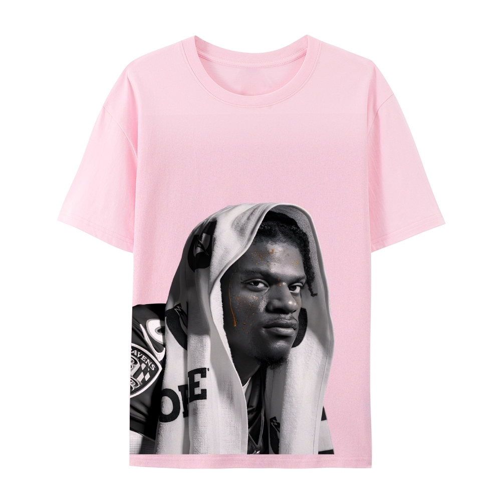 RAVENS Lamar Jackson Vintage Style Unisex-Adult Oversized Washed Cotton T-Shirt 