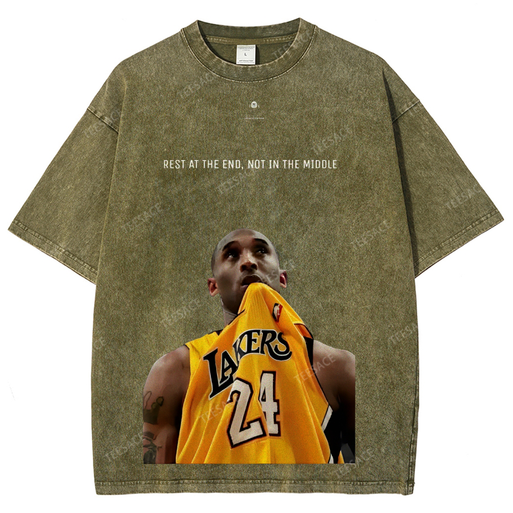 KOBE Vintage Tee Unisex-Adult Oversized Washed Cotton T-Shirt 