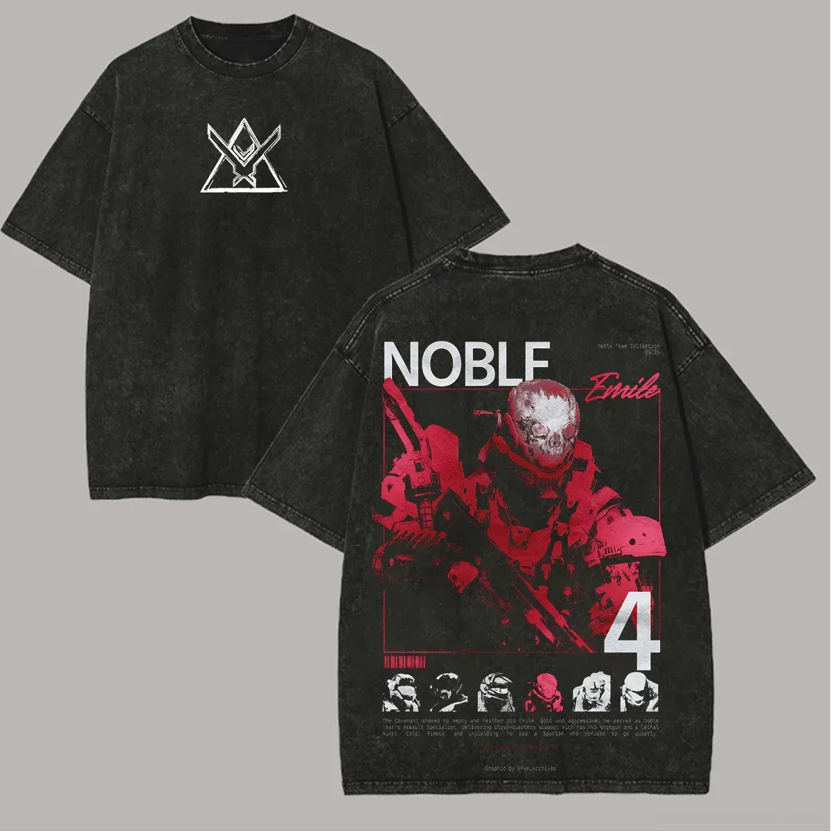 Halo: Reach Noble Team Printed Unisex Washed T-Shirt