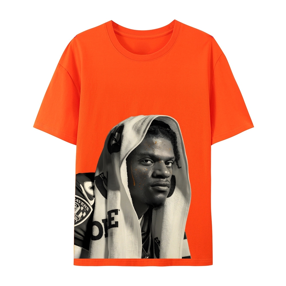 RAVENS Lamar Jackson Vintage Style Unisex-Adult Oversized Washed Cotton T-Shirt 