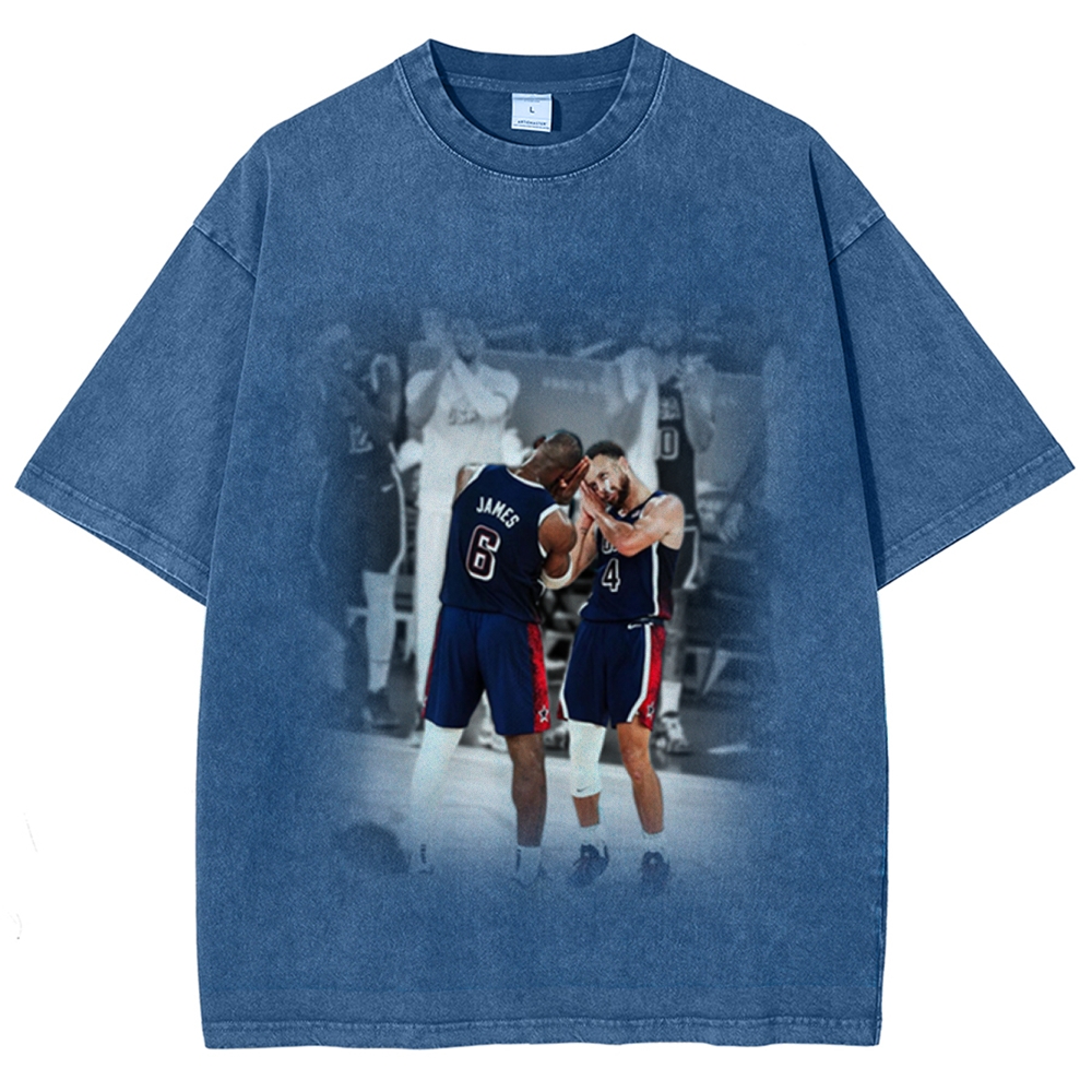 Unisex-Adult Ultra Cotton Washed T-Shirt Graphic USA BASKETBALL 2024 USA TEE