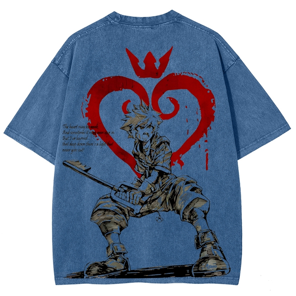 Sora Kingdom Hearts  Printed Unisex Washed T-Shirt 