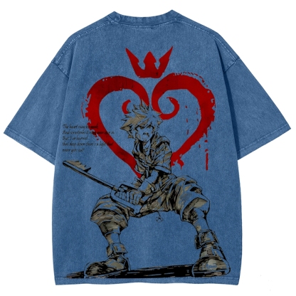 Sora Kingdom Hearts  Printed Unisex Washed T-Shirt 