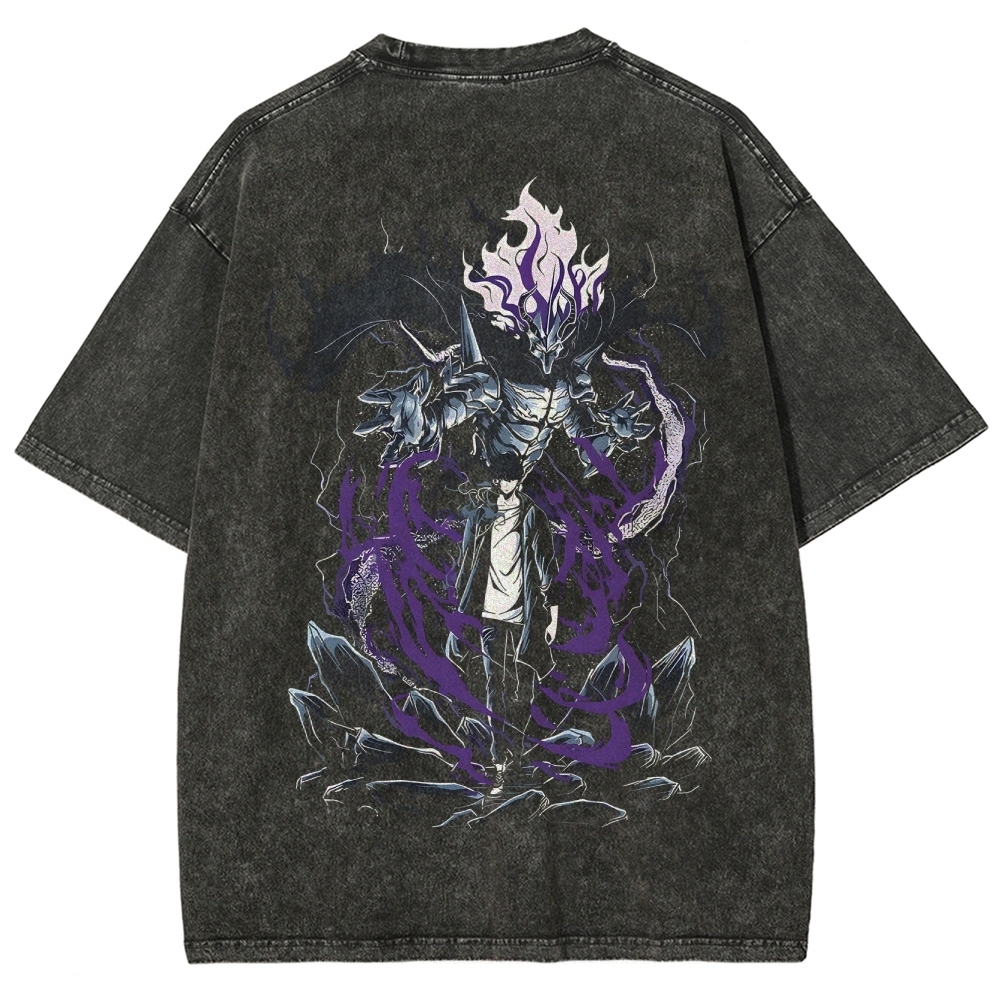 Solo Leveling Sung Jin Woo Printed Unisex Washed T-Shirt