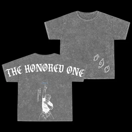 Retro Gojo Satoru Anime Oversize Washed T-Shirt