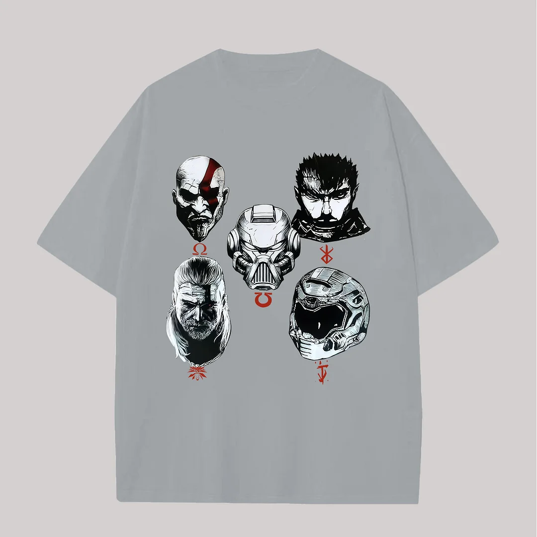 Kratos Space Marine Helmet Guts Geralt & Doom Slayer Helmet  Printed Unisex Cotton T-Shirt