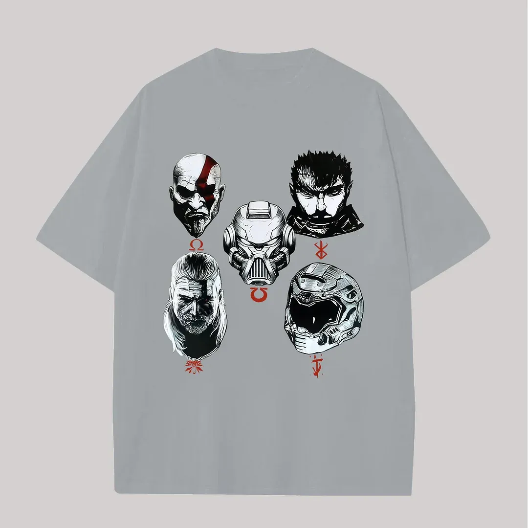 Kratos Space Marine Helmet Guts Geralt & Doom Slayer Helmet  Printed Unisex Cotton T-Shirt