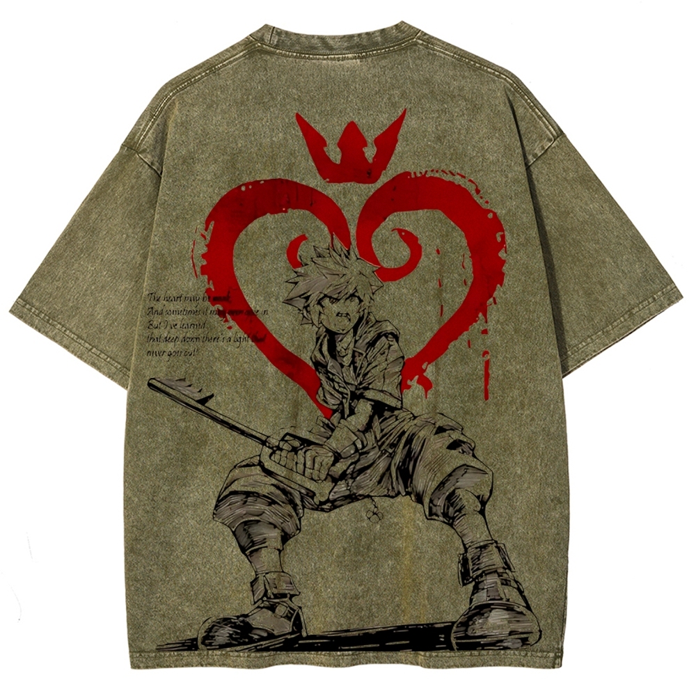 Sora Kingdom Hearts  Printed Unisex Washed T-Shirt 