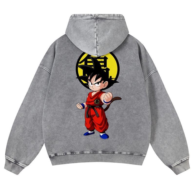 Dragon Ball DBZ Goku Unisex Fall Hoodies Men Streetwear Vintage Washed 80s 90s Graphic Pullover Cotton Anime Funny Sweatshirt Gifts