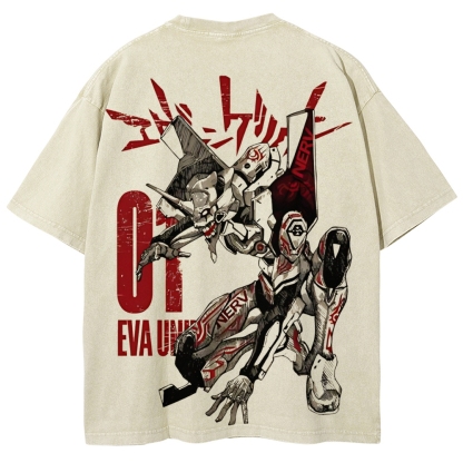 Eva Unit-01  Vintage Unisex Washed T-Shirt | Neon Genesis Evangelion
