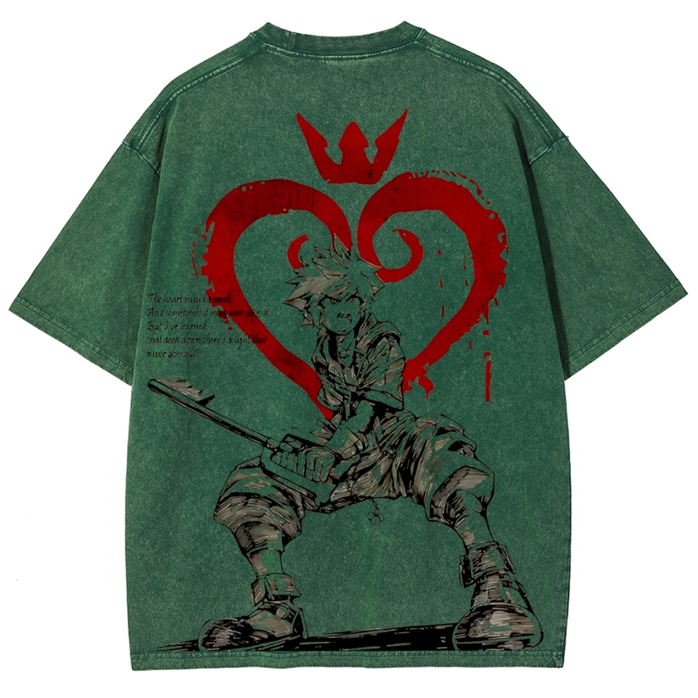 Sora Kingdom Hearts  Printed Unisex Washed T-Shirt 