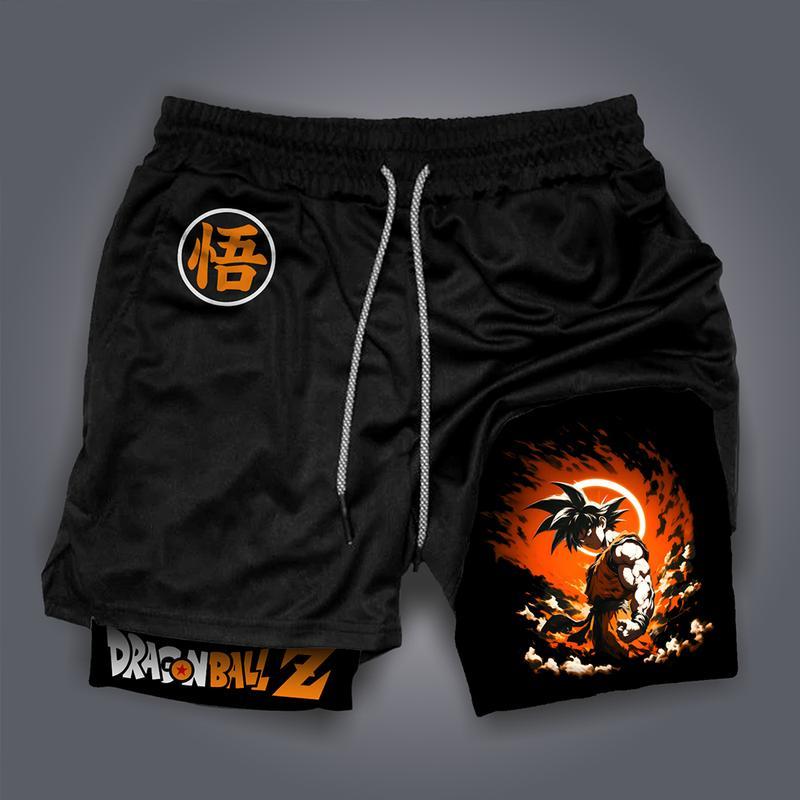 Dragon Ball Z Menswear Top Rated 80s 90s Oversized Singlet Muscle Shorts Summer Simple Letter Black Polyester Fabric Elastic Waistband Drawcord Tropical Casual Breathable Quick-Drying Anime Graphic Gifts