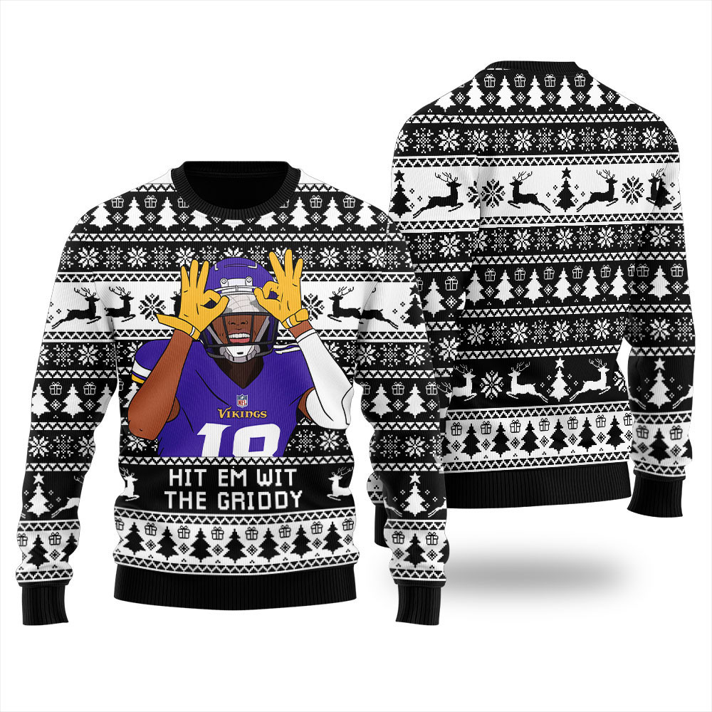 Hit Them With The Griddy Ugly Christmas Sweater Black