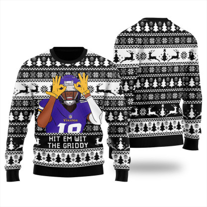 Hit Them With The Griddy Ugly Christmas Sweater Black