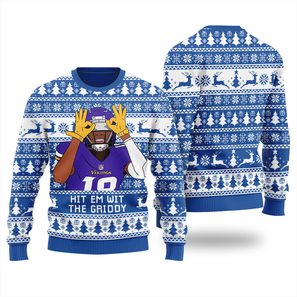 Hit Them With The Griddy Ugly Christmas Sweater Blue