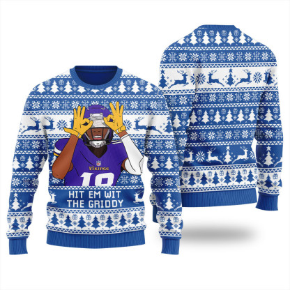 Hit Them With The Griddy Ugly Christmas Sweater Blue