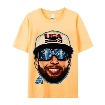Unisex-Adult Ultra Cotton Washed T-Shirt Graphic "Chef Curry" Team USA Big Face T-Shirt