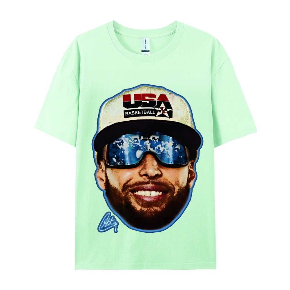 Unisex-Adult Ultra Cotton Washed T-Shirt Graphic "Chef Curry" Team USA Big Face T-Shirt