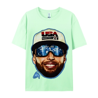 Unisex-Adult Ultra Cotton Washed T-Shirt Graphic "Chef Curry" Team USA Big Face T-Shirt