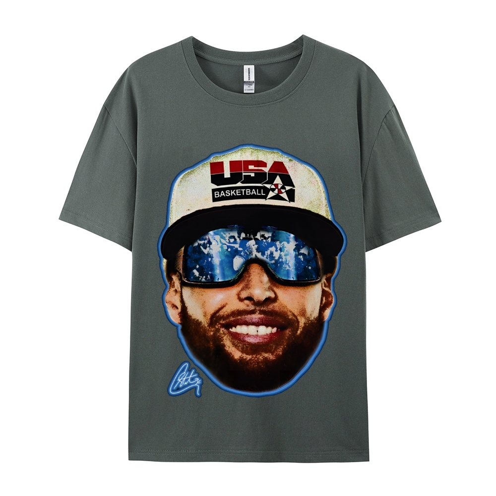 Unisex-Adult Ultra Cotton Washed T-Shirt Graphic "Chef Curry" Team USA Big Face T-Shirt