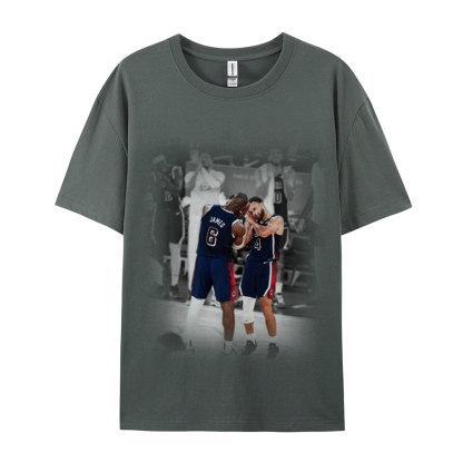 Unisex-Adult Ultra Cotton Washed T-Shirt Graphic USA BASKETBALL 2024 USA TEE